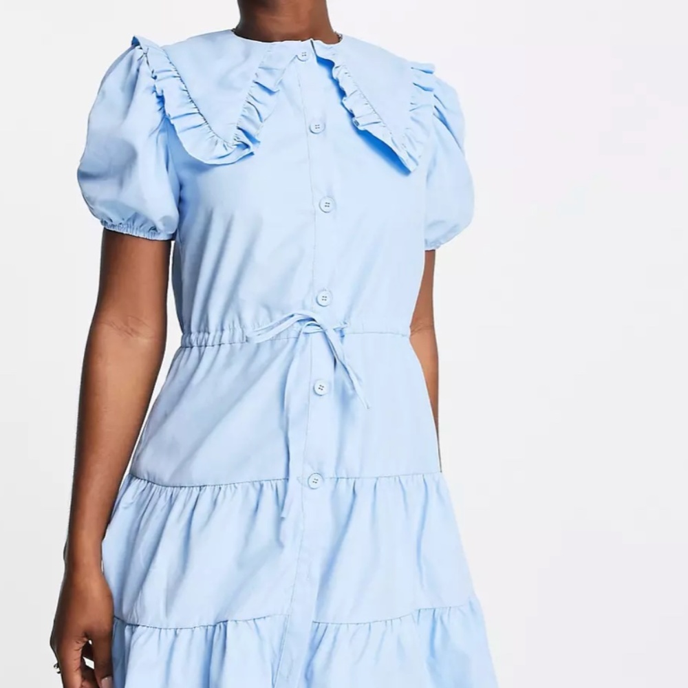 collared mini dress in blue